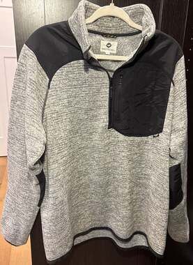 Fayettechill Men's Large Gray Heather 1/4 Zip Pullover Fleece Sweater with Nylon